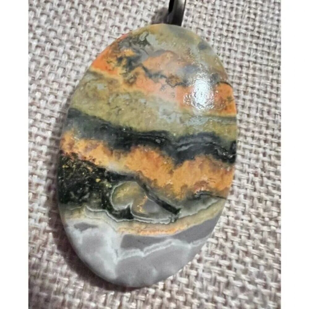 Bumble Bee Jasper Pendant 2” Natural Oval Cut Stone Beautiful Colors